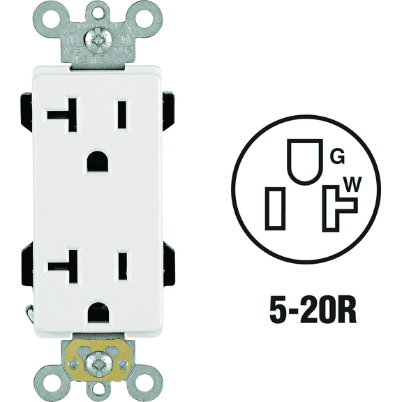 Leviton Duplex Receptacle  Decora Rocker-Style Design in White  UL Listed for US Residential Electrical Code Compliance, Drop-in NEC-Standard Wiring