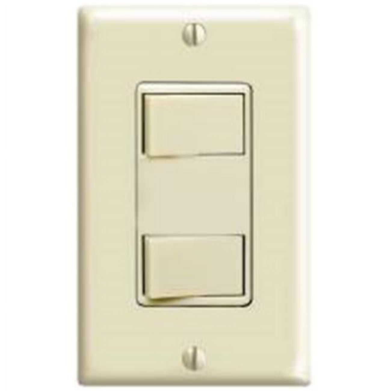 15-Amp Commercial Grade Combination Two Single Pole Rocker Switches, White