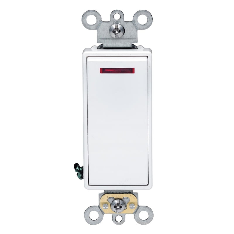 White Single Pole Illuminated Rocker Switch with Steel Strap