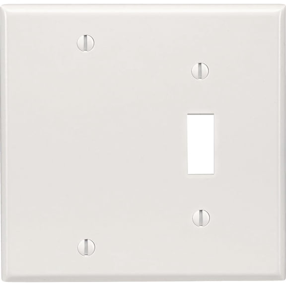 Leviton 2-Gang 1-Toggle 1-Blank Device Combination Wallplate, Standard Size, Thermoset, Box Mount, 88006, White