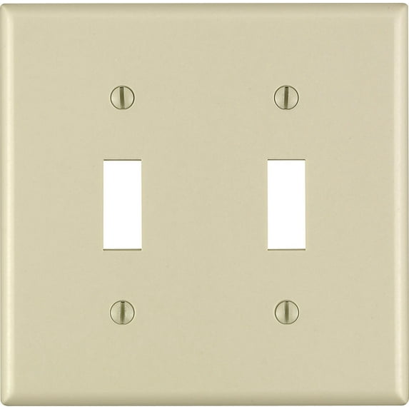 Leviton 2-Gang Plastic Toggle Switch Wall Plate, Ivory