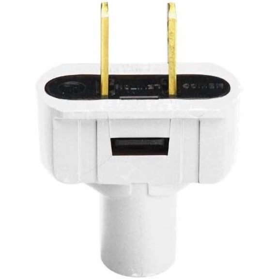 Leviton 48643-W Non-Polarized Short Flat Electrical Plug, 125 V, 15 A, 2 P, 2 W, 1 Pack, White