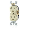 thumbnail image 1 of Leviton T5820-I 20 Amp 125 Volt, Duplex Receptacle, Straight Blade, Residential Grade, Self Grounding, Ivory, 1 of 4