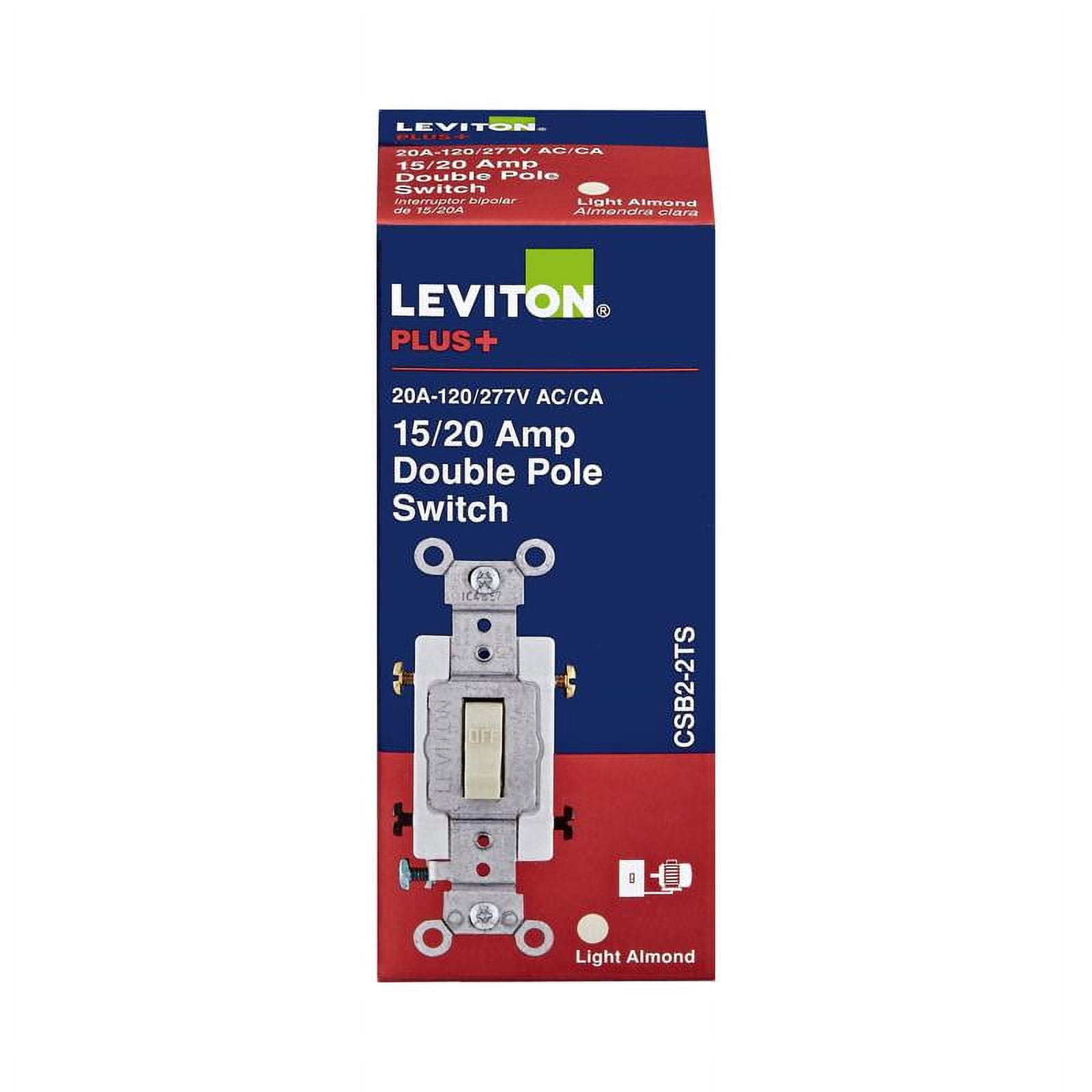 Leviton 20 amps Double Pole Toggle AC Quiet Switch Light Almond 1 pk -  Walmart.com, image size:1600x1600