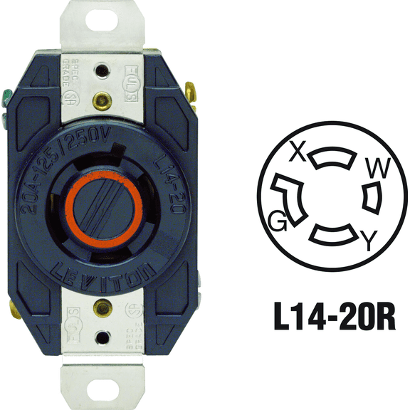 Leviton 2410 20A 250V Duplex Receptacle in Black  20A 250V  UL Listed for US Residential Electrical Code Compliance, Drop-in NEC-Standard Wiring