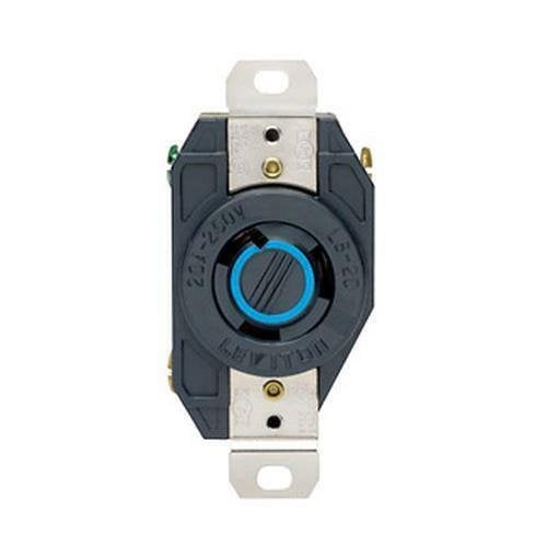 Leviton 2320 20 Amp, 250 Volt, Flush Mounting Locking Receptacle, Grounding, Industrial Grade, V-0-MAX, pack of 1, Black