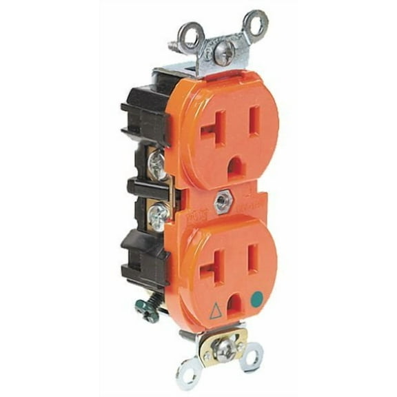 Leviton Grounded Duplex Outlet R51-05362-IGS - 20A, 125 V, Orange - Grounding Outlet