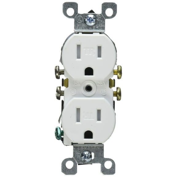 Leviton Duplex Grounding Receptacle 212-05320-WCP - 15 Amp - 10 Pack, White