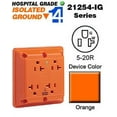 thumbnail image 1 of Leviton 21254-IG 4-In-1 Quad Receptacle Isolated Ground Hospital Grade 5-20R 20A 125V - Orange, 1 of 1