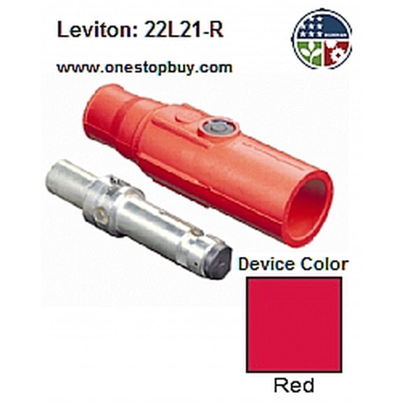 Leviton 22L21-R 22 Series Ball Nose Male Connector 250-350MCM - Red
