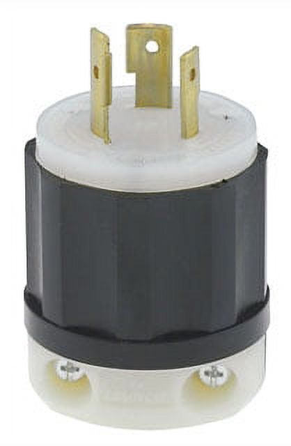 Leviton 2341 20 Amp, 480 Volt, NEMA L8-20P, 2P, 3W, Locking Plug, Industrial Grade, Grounding - Black-White
