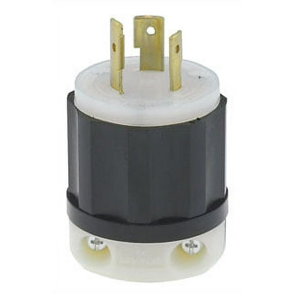 Leviton 2341 20 Amp, 480 Volt, NEMA L8-20P, 2P, 3W, Locking Plug, Industrial Grade, Grounding - Black-White