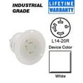 thumbnail image 1 of Leviton 2416 Flanged Outlet Locking Blade L14-20R 20A 125/250V 3P4W Grounding - White, 1 of 1