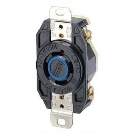 Leviton 2420 20 Amp, 250 Volt- 3PY, Flush Mounting Locking Receptacle, Industrial Grade, Grounding, V-0-MAX, Black