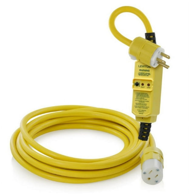 Leviton 25 Foot 120V 15A Self-Test Portable GFCI Cord Set Manual Reset ...