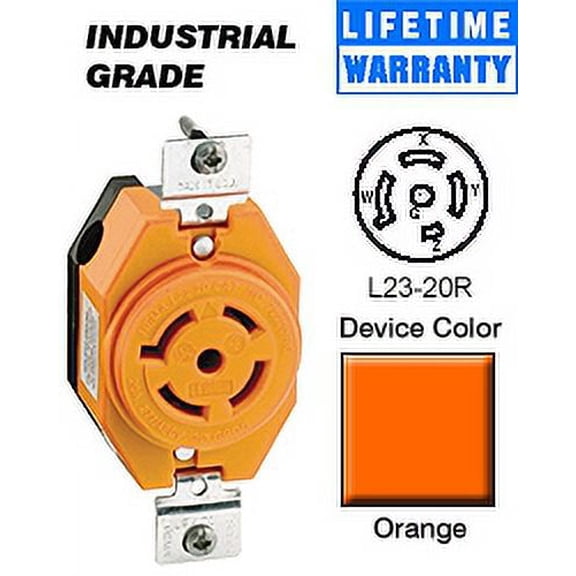 Leviton 2530-IG L23-20R Locking Flush Receptacle - Orange
