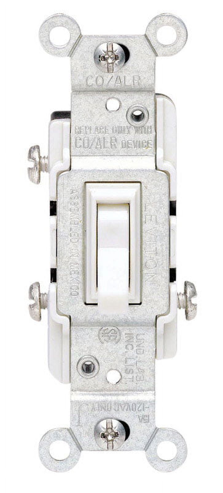 15 Amp 3-Way CO/ALR AC Quiet Toggle Switch, White 15 Amp 3-Way CO/ALR AC Quiet Toggle Switch, White