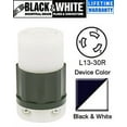 thumbnail image 1 of Leviton 2693 Connector Locking Blade L13-30R 30A 600V 3-Phase 3P3W Non-Grounding - Black-White, 1 of 1