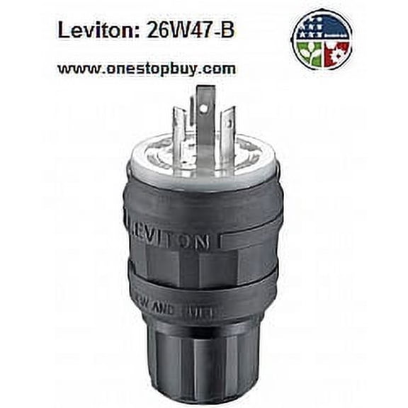 Leviton 26W47-B Plug Locking Blade Wetguard L5-20P 20A 125V 2P3W Grounding - Black