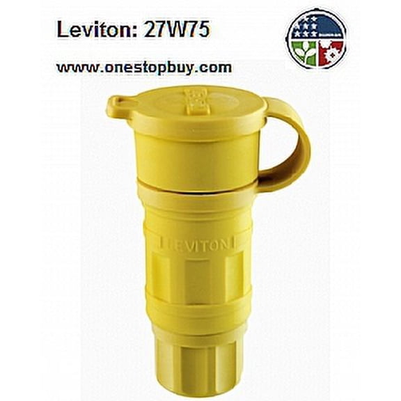 Leviton 27W75 Connector Locking Blade Wetguard L15-20R 20A 250V 3-Phase 3P4W Grounding - Yellow