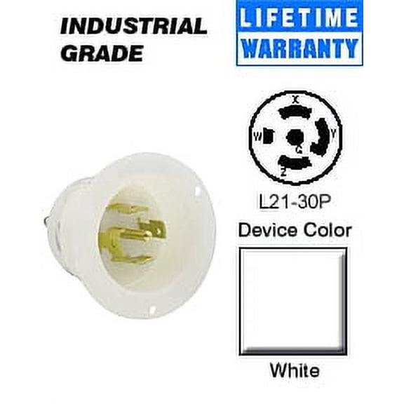 Leviton 2815 Flanged Inlet Locking Blade L21-30P 30A 120/208V 3PY 4P5W Grounding - White