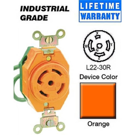 Leviton 2820-IG L22-30R Locking Flush Receptacle - Orange