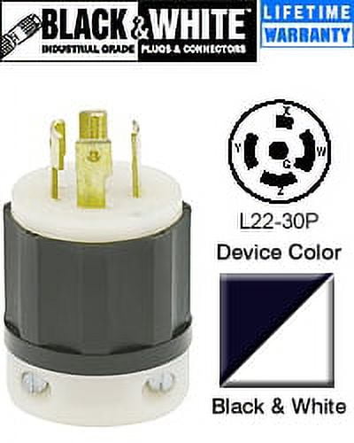 Leviton 2821 30 Amp, 277/480 Volt 3PY, NEMA L22-30P, 4P, 5W, Locking ...