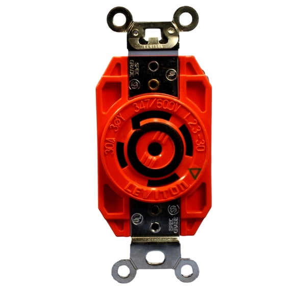 Leviton 2830-IG L23-30R Locking Flush Receptacle - Orange
