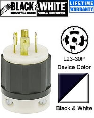 Leviton 2831 Plug Locking Blade L23-30P 30A 347/480V 3PY 4P5W Grounding ...