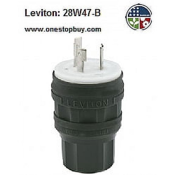 Leviton 28W47-B Plug Locking Blade Wetguard L5-30P 30A 125V 2P3W Grounding - Black