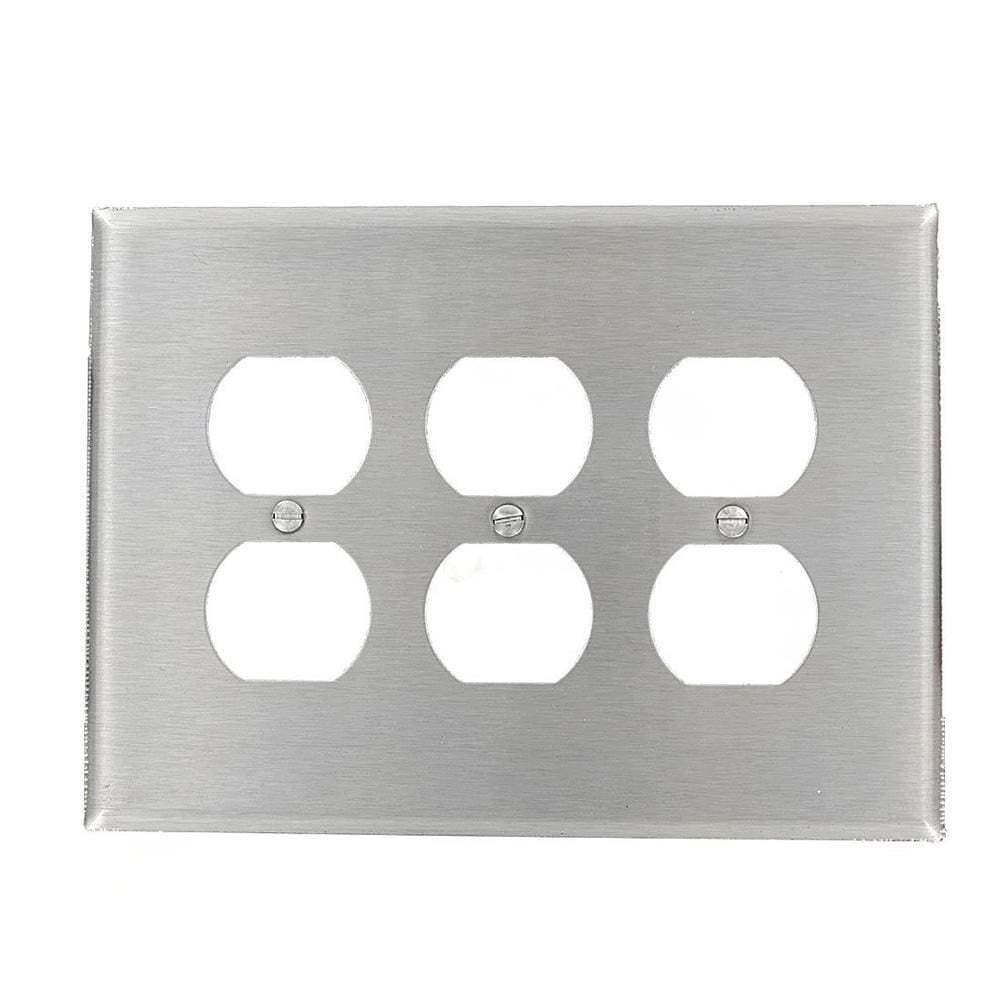 Oversized Stainless Steel 3-Gang Duplex Wallplate