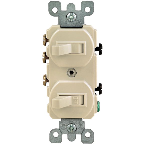 Leviton 3-Way Single Pole Combination Switch - 15 Amp, Ivory