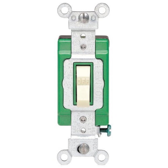 Leviton 30 Amp, 120/277 Volt, Toggle Double-Pole AC Quiet Switch, Extra Heavy Duty Spec Grade, Self Grounding, Back and Side Wired, 3032-2I, Ivory