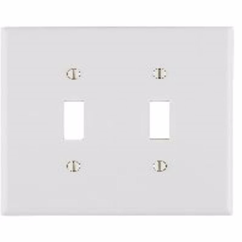White Antimicrobial 2-Gang Toggle Wall Plate