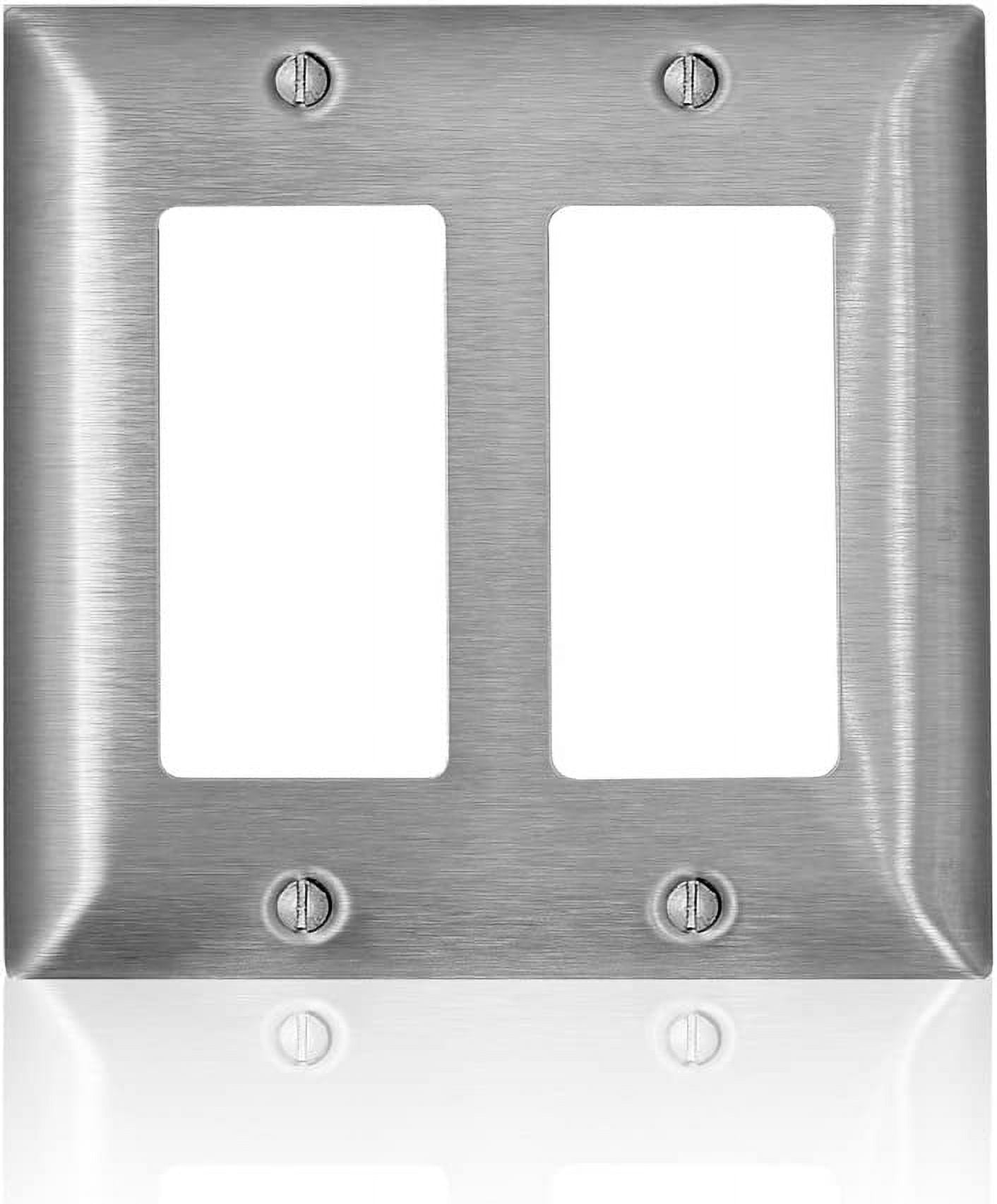 Stainless Steel 2-Gang Square Decorator Wall Plate