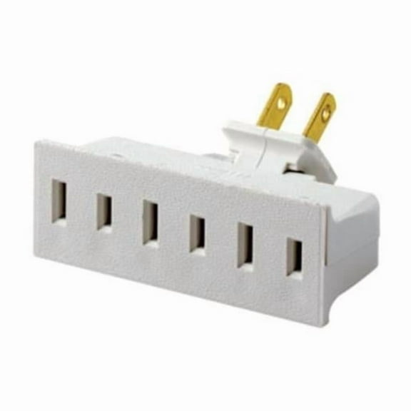 Leviton 3008653 White Non-Grounded 3 Outlets Swivel Tap Adapter