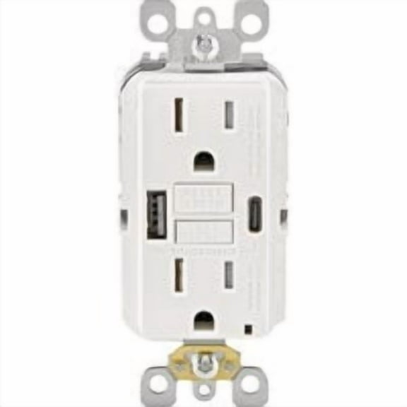 Leviton 3016780, 15A 125V White GFCI Outlet & USB Charger