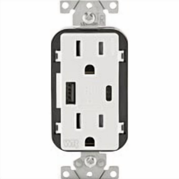 Leviton 3016781 15A 125V USB White Outlet & USB Charger 5-15 R