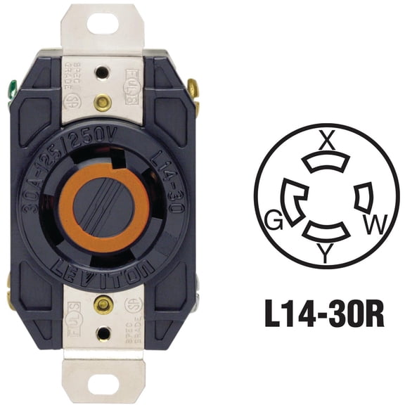 Leviton 30A Locking Outlet Receptacle - Pack of 12 Indoor & Outdoor Use, NEC-Compliant