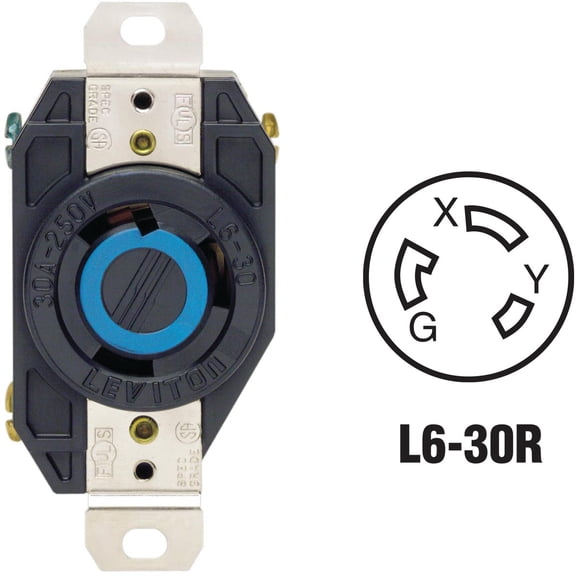 Leviton 30A Locking Outlet Receptacle - Pack of 8 Indoor & Outdoor Use, NEC-Compliant