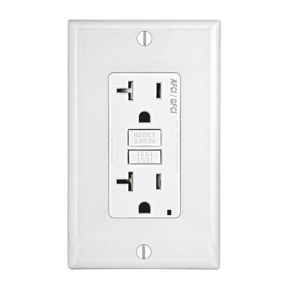 Leviton 3809514 20A, 125V 5-20R Decora AFCI & GFCI Dual Function Outlet, White