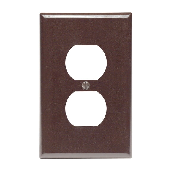 Leviton 80503 1-Gang Duplex Device Receptacle Wallplate, Midway Size, Thermoset, Device Mount, Brown