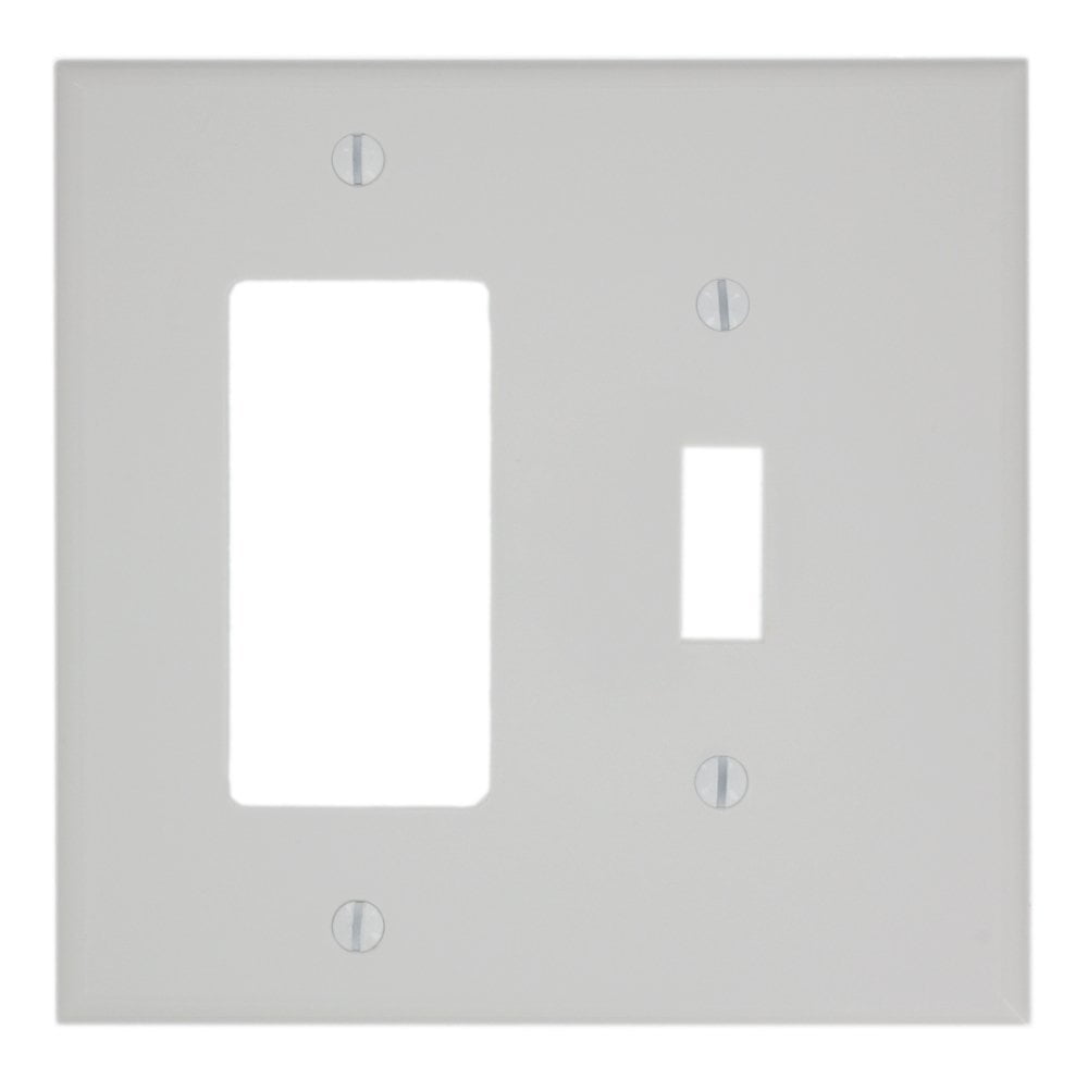 White Thermoplastic 2-Gang Rocker and Toggle Wall Plate