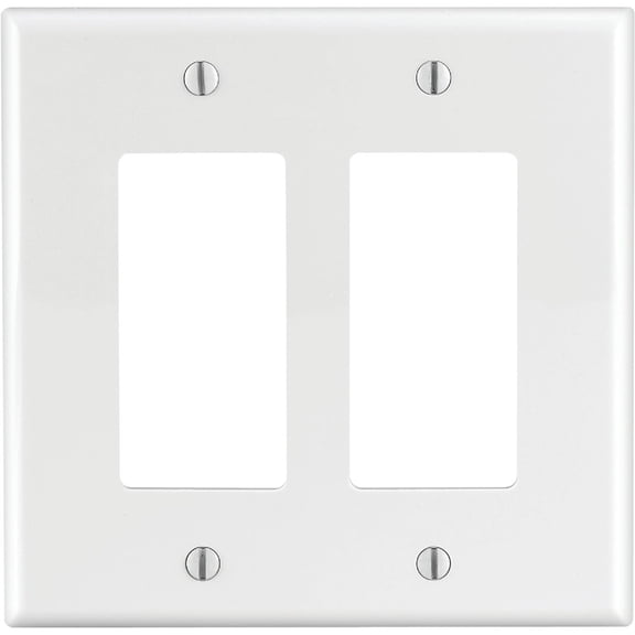 Leviton PJ262-W 2-Gang Combination Toggle Switch & Decora GFCI Rocker Wall Plate, Midway Size Cover, Unbreakable Thermoplastic, White