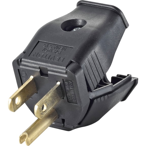 Leviton 2-Pole 3-Wire Grounding Plug, 10 Pack, 3W101-E, Black