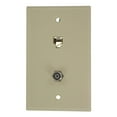 thumbnail image 1 of Leviton 40259-I Ivory Combination Telephone Jack and F-Connector Wall Plate, 1 of 3