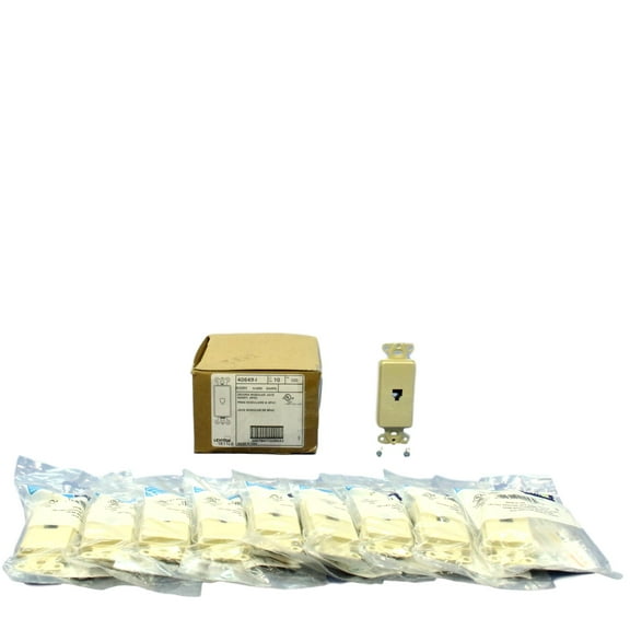 Leviton 40649-I Ivory Decora 6P4C Telephone Jack Wall Plate Insert (Pack of 10)