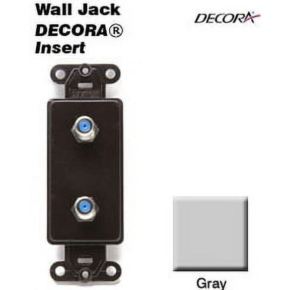 Leviton 40682-GY Type F Duplex CATV Decora Insert Flush Wall Jack - Gray