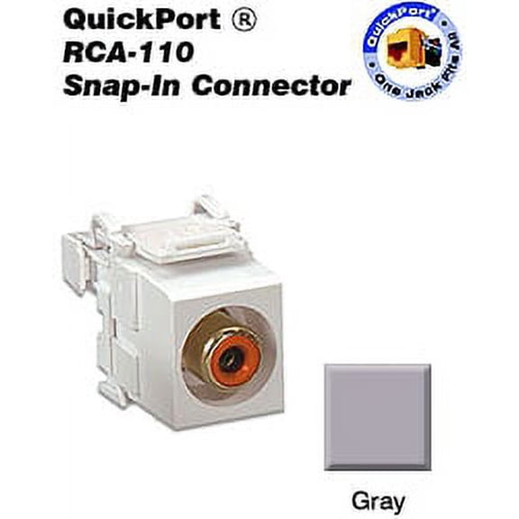 Leviton 40735-RRG RCA-110 QuickPort Snap-In Connector - Gray
