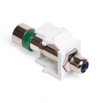 Leviton 40782-RLW Quickport Compression RCA Connector, Blue Stripe, White